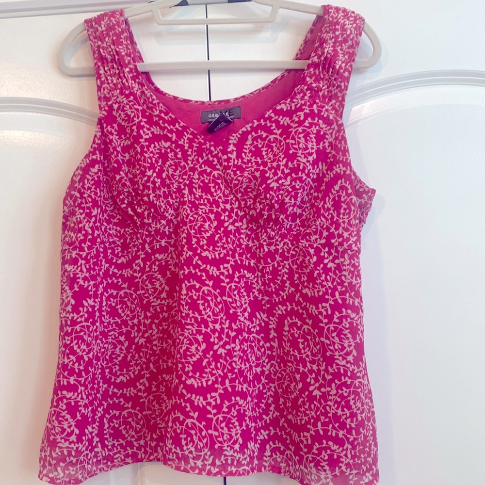 GEORGE ME Designs by Mark Eisen Hot Pink and White Pin Up Sweetheart Sleeveless